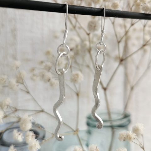 Silver Earrings made from Solid Silver Fork Tines