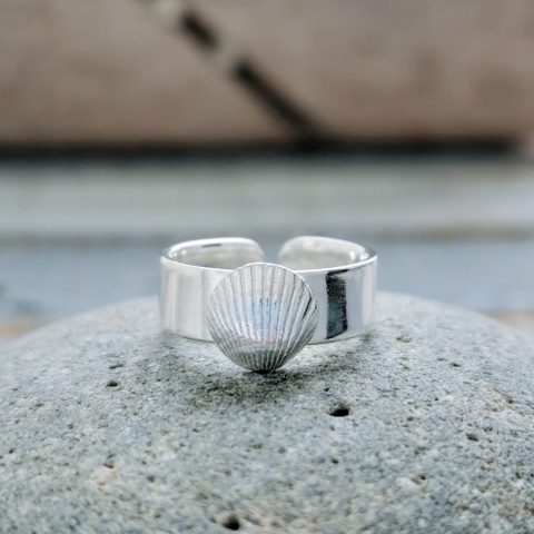 Sterling Silver Adjustable Seashell Ring
